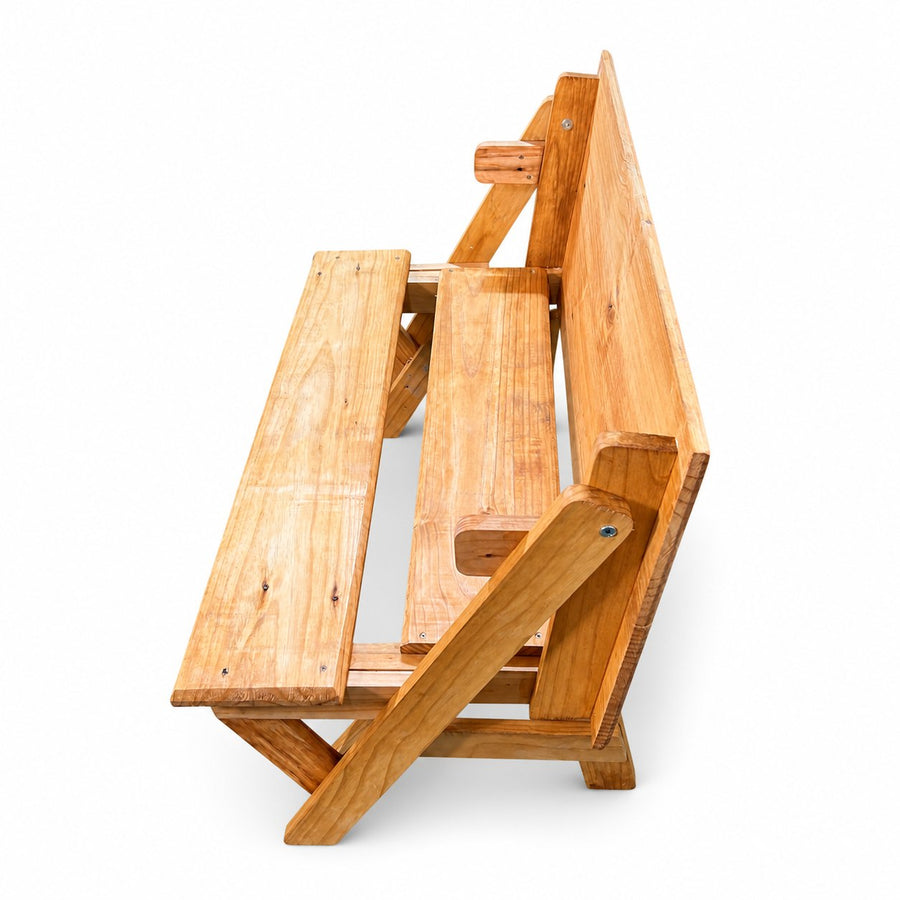 Mesa plegable Praktico en modo banca, respaldo
