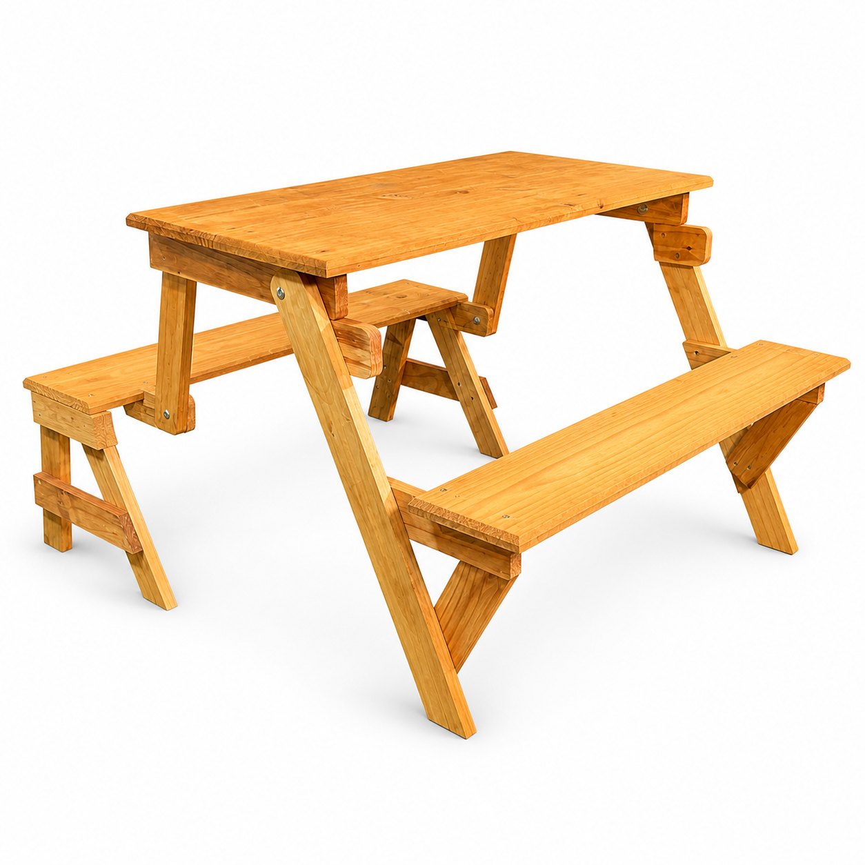 Mesa plegable Praktico en modo mesa, color amarillo, fondo blanco